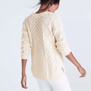 Madewell Classic Cable Open Knit Off White Crew Neck Sweater XXS